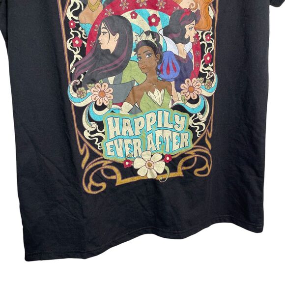 Disney Princess Shirt Junior's XL Black Happily Ever After NWT Short Sleeve Top - Picture 7 of 8
